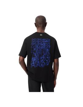 Camiseta Lacoste Estampado Floral Negra Hombre