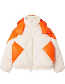 Cazadora Acolchada Lacoste Blanca/Naranja Mujer