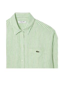 Camisa Lacoste Oversize Stripped Verde Mujer