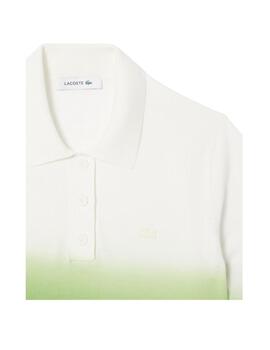 Polo Lacoste Ombré Blanco Verde Mujer