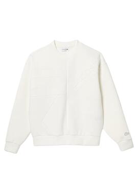 Sudadera Lacoste Patchwork Effect Blanco Hombre