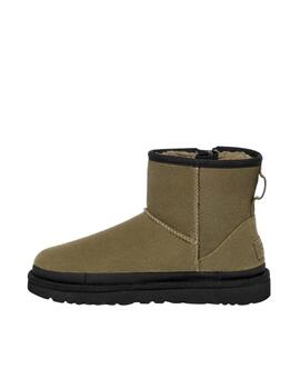 Bota Ugg Classic Mini Zipper Tape Logo Verde Mujer