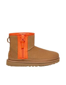 Bota Ugg Classic Mini Zipper Tape Logo Marrón Mujer