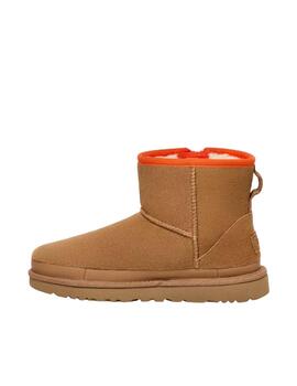 Bota Ugg Classic Mini Zipper Tape Logo Marrón Mujer