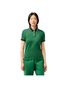 Polo Lacoste Ribbed Collar Verde Mujer