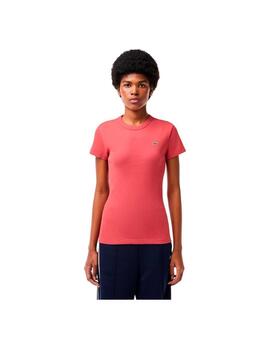 Camiseta Lacoste Slim Fit Coral Mujer