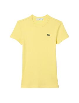 Camiseta Lacoste Slim Fit Amarilla Mujer
