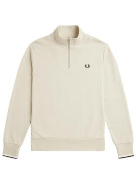 Sudadera Fred Perry Half Zip Beige Hombre