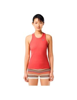 Camiseta Lacoste Slim Fit Coral Mujer