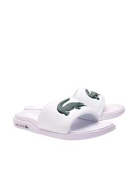 Chancla Lacoste Croco Dualiste Blanca Hombre