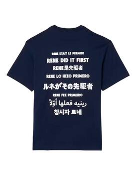 Camiseta Lacoste Eslogan Marino Unisex