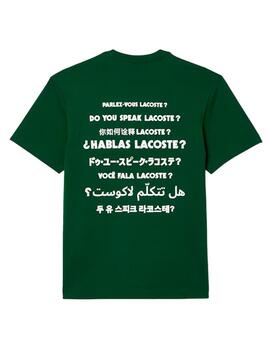 Camiseta Lacoste Con Eslogan Verde Unisex