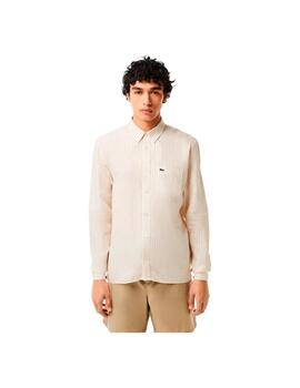 Camisa Lacoste Regular Fit Beige Hombre